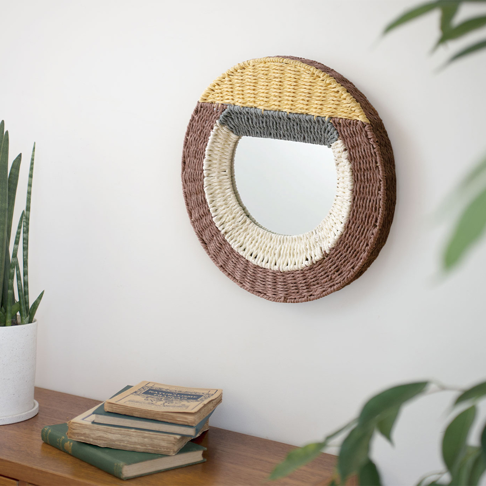 WEAVING WALL MIRROR Circle C（ブラウン×イエロー） ミラー ブラウン×イエロー