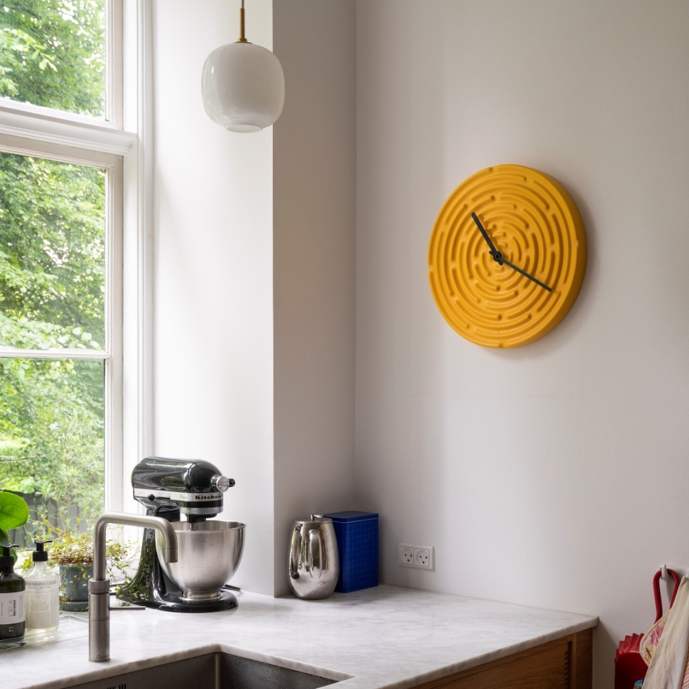 Minos Wall Clock Freesia Yellow / Dark Green 