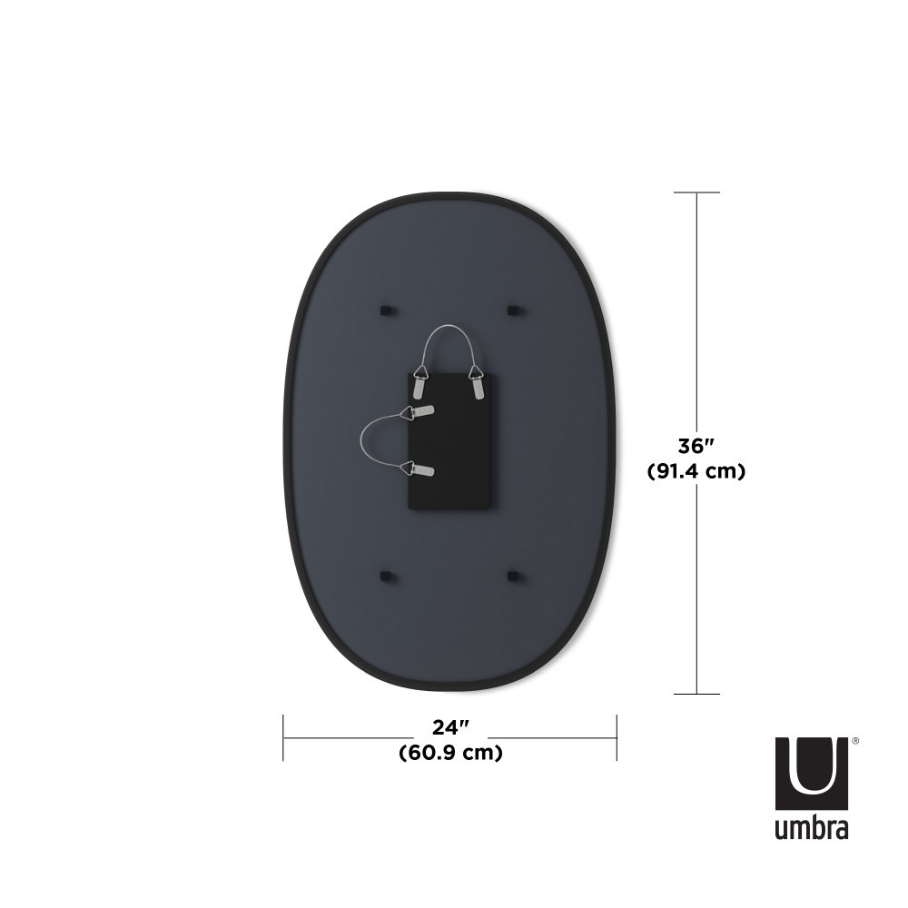 ハブ ミラー オーバル 91x61cm ブラック 
