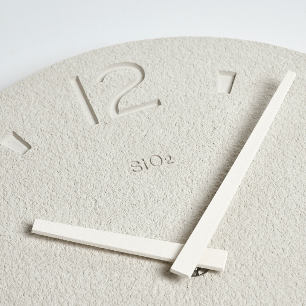 NY21-03 WH 珪藻土の時計 （掻き落とし）　ホワイト 