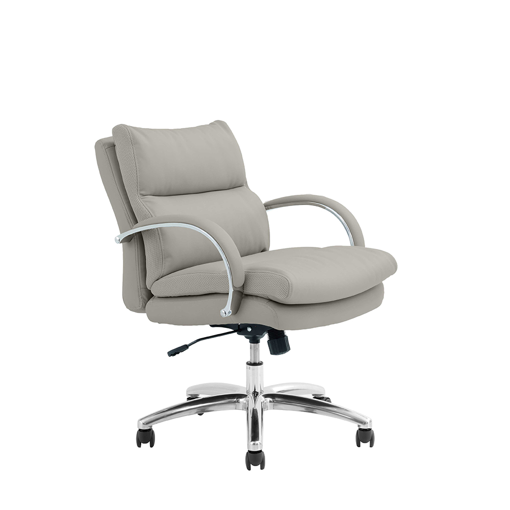 ポケットコイル内蔵 デスクチェア（PUレザー・グレージュ） グレージュ　ロータイプ