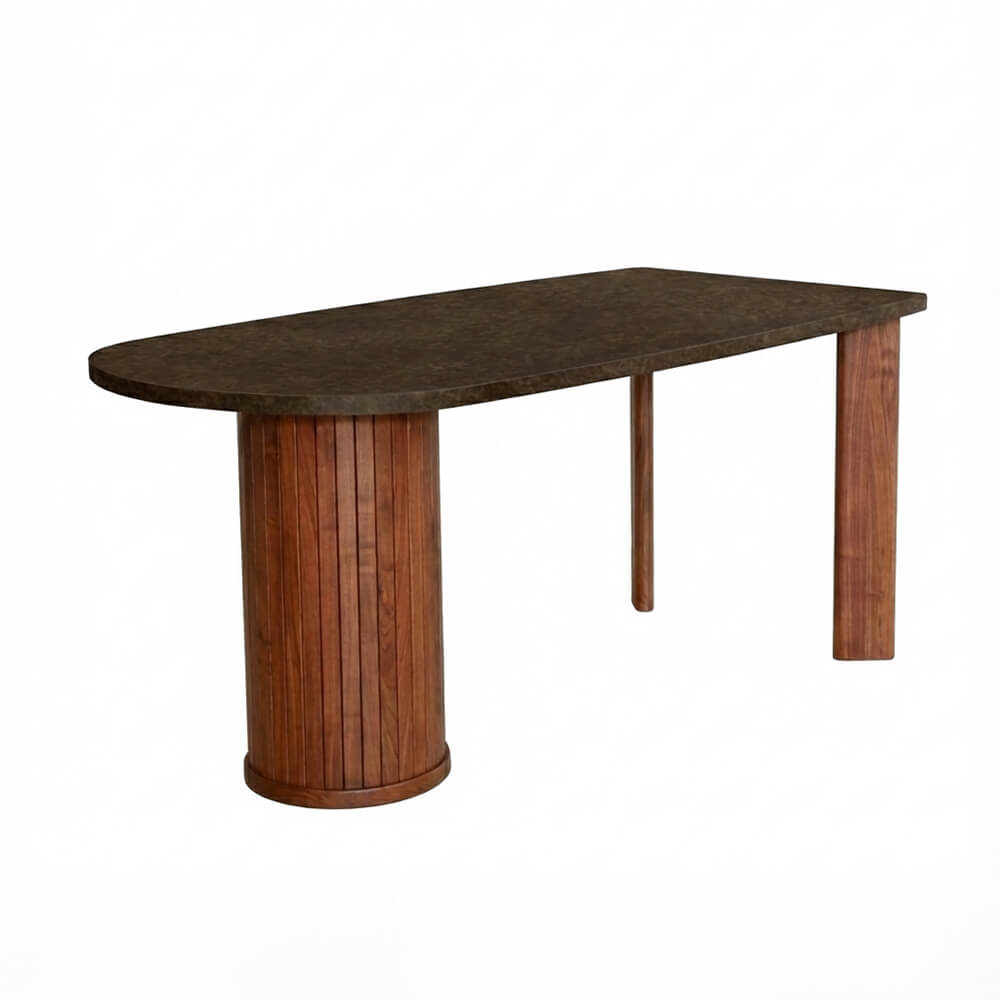 ウィルティック ハーフラウンド マティエラ塗装 ダイニングテーブル（ウォールナット脚） 