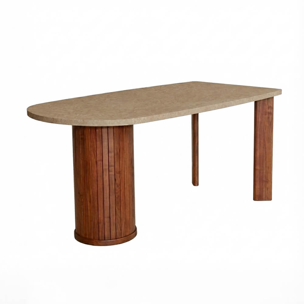 ウィルティック ハーフラウンド マティエラ塗装 ダイニングテーブル（ウォールナット脚） ※こちらの画像はイメージ写真となります。