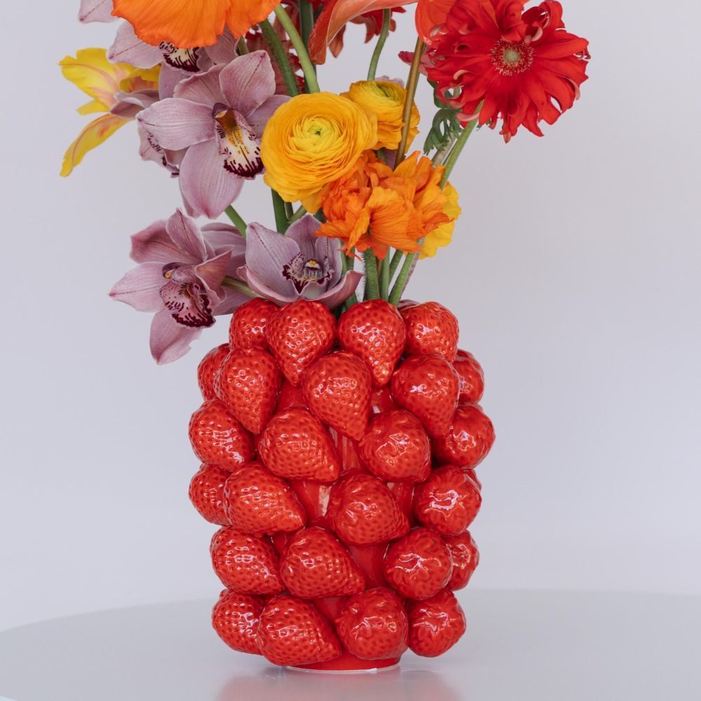 ストロベリーズ レッド 24cm フラワーベース 