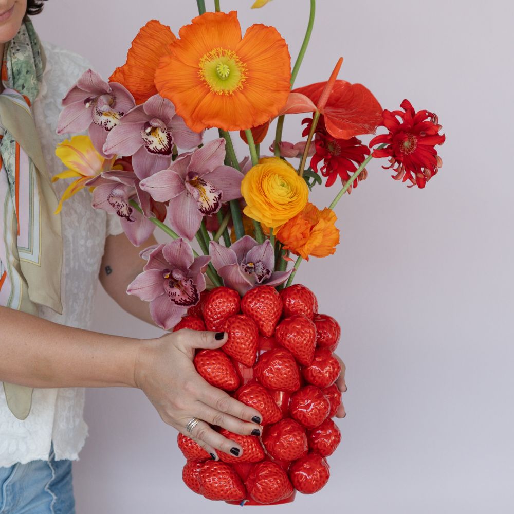 ストロベリーズ レッド 24cm フラワーベース 