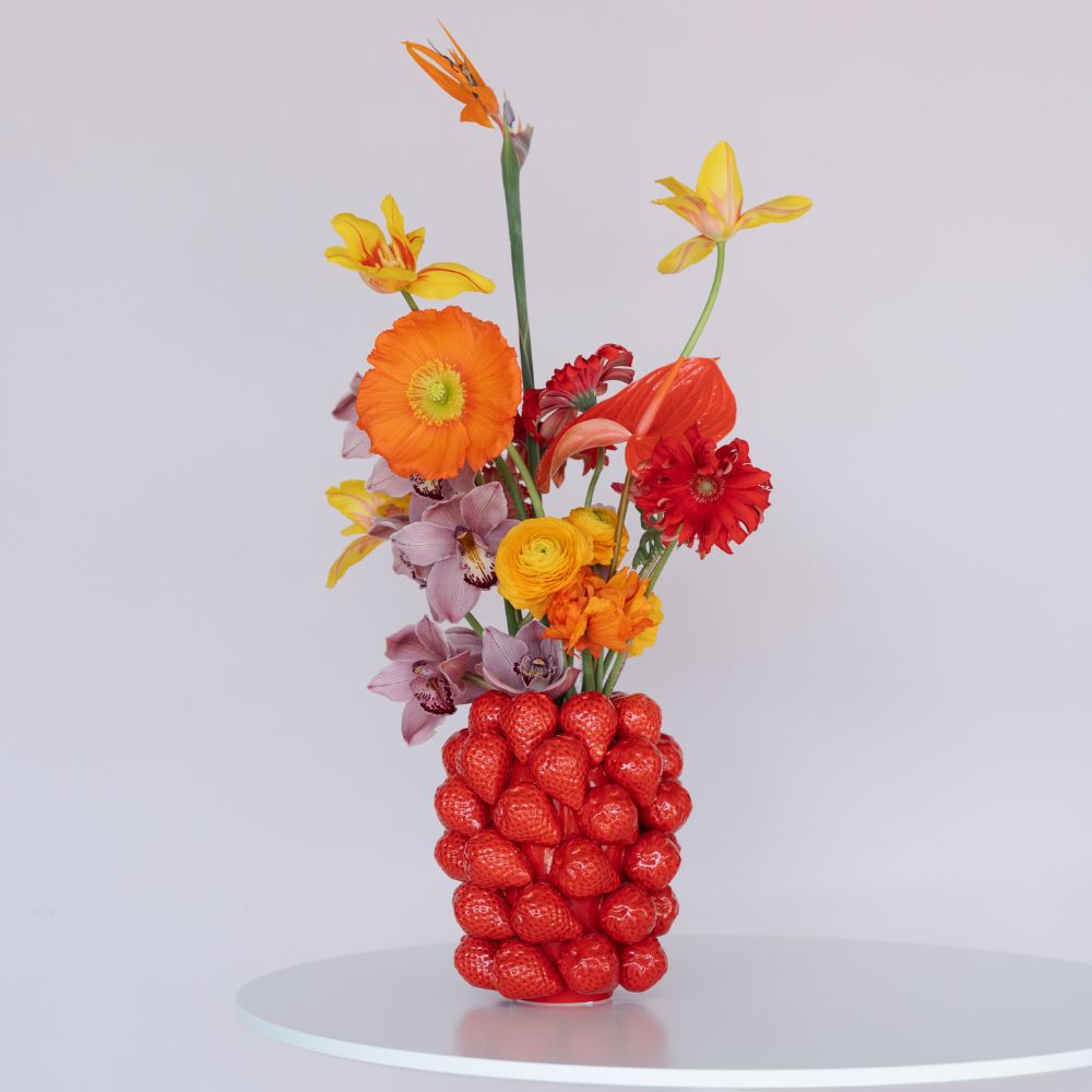 ストロベリーズ レッド 24cm フラワーベース 