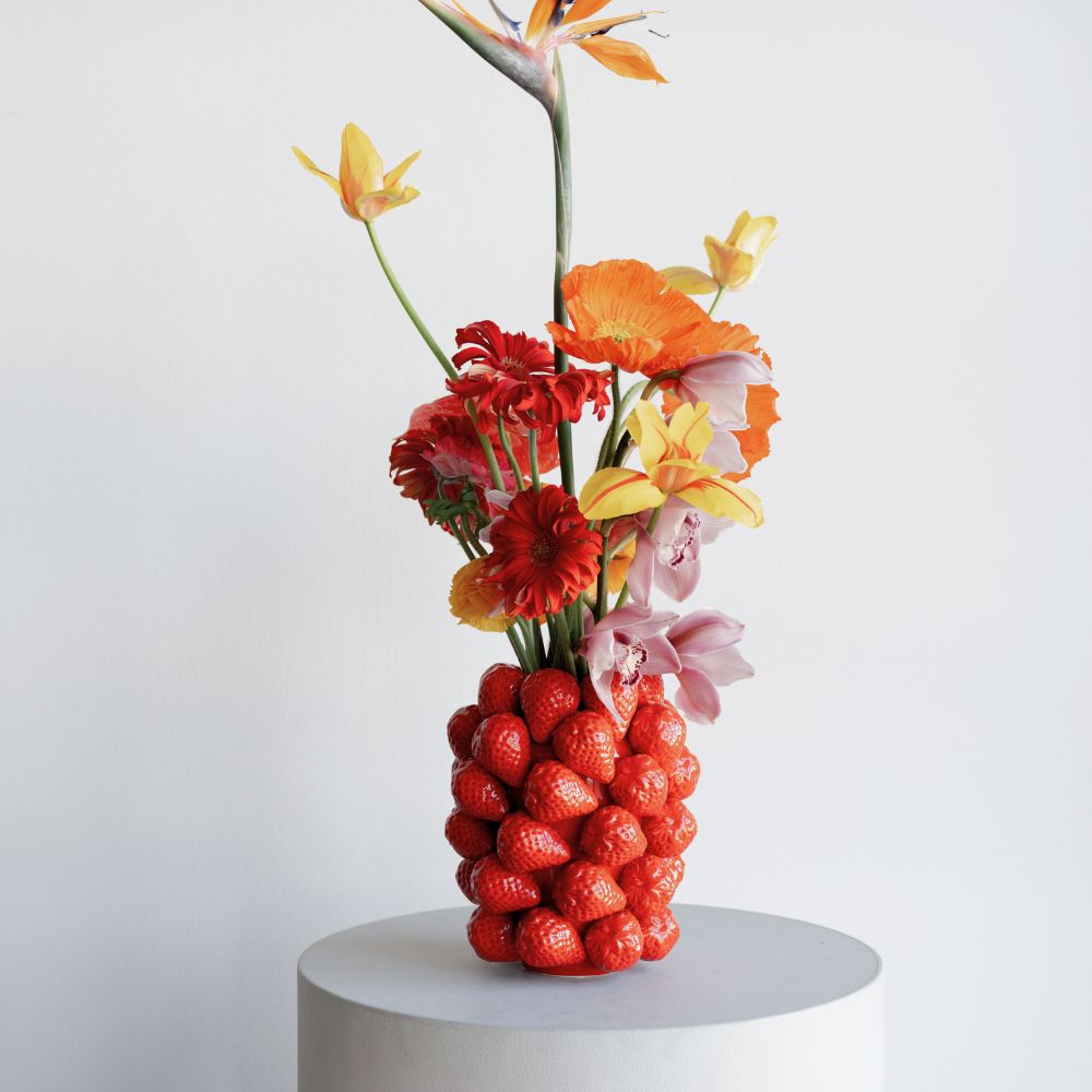 ストロベリーズ レッド 24cm フラワーベース 