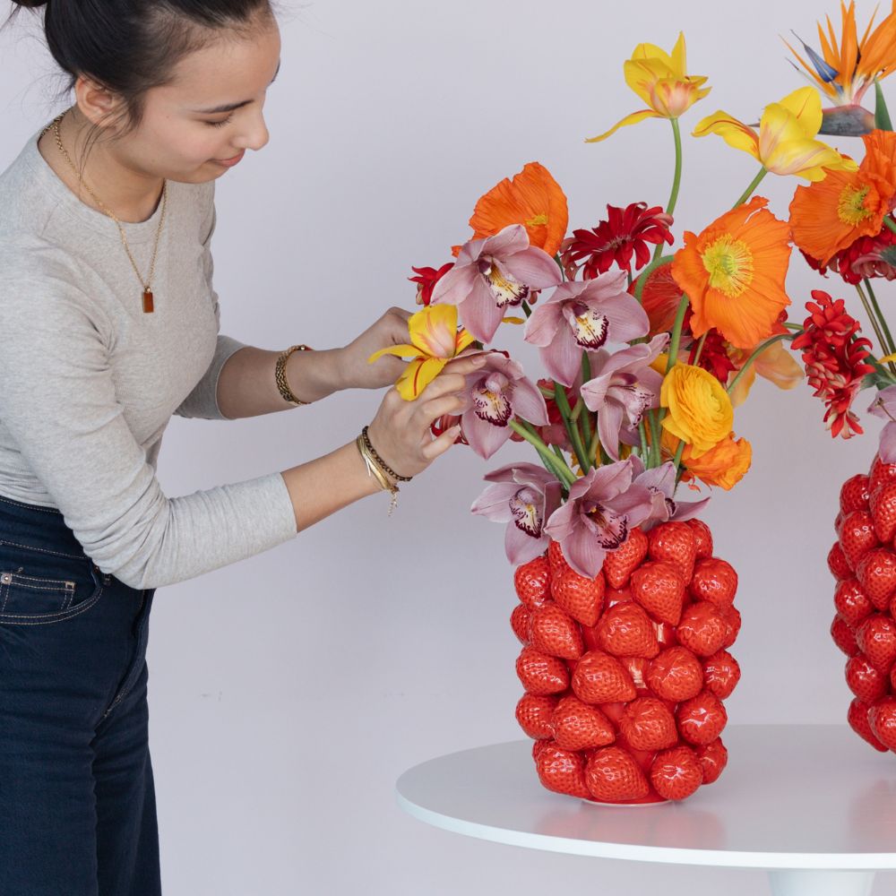 ストロベリーズ レッド 24cm フラワーベース 