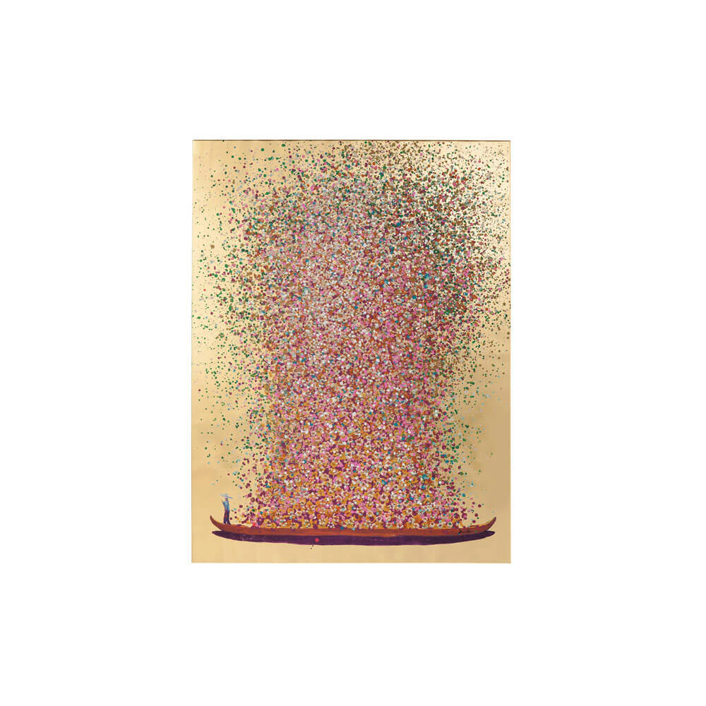 フラワーボート ゴールドピンク 40x50cm タッチドピクチャー * 