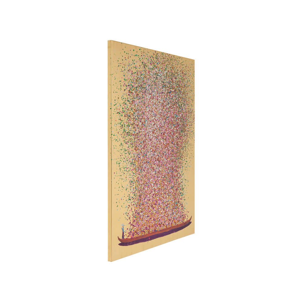 フラワーボート ゴールドピンク 40x50cm タッチドピクチャー * 