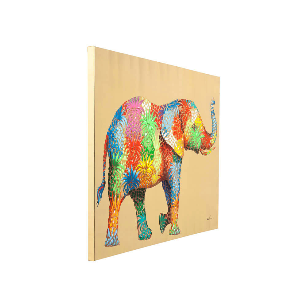 フラワーエレファント50x40cm タッチドピクチャー 