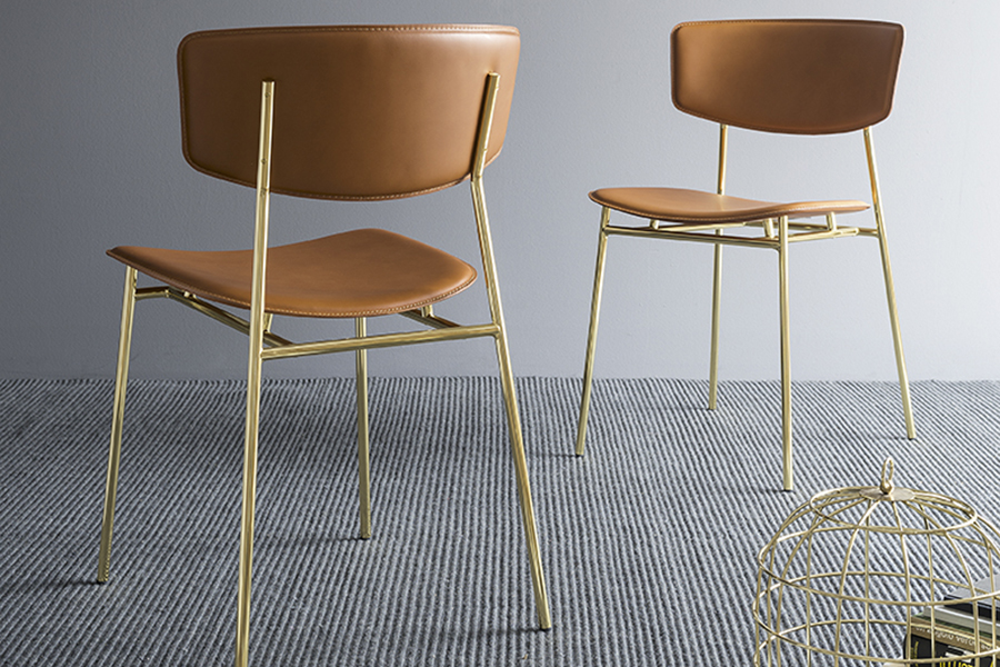 カリガリス フィフティーズ ダイニングチェア ／ Calligaris FIFTIES Dining chair[CS1854] L10 1枚目画像 座面カラー：L10 メランジコニャック / 脚カラー：P175 ブラス