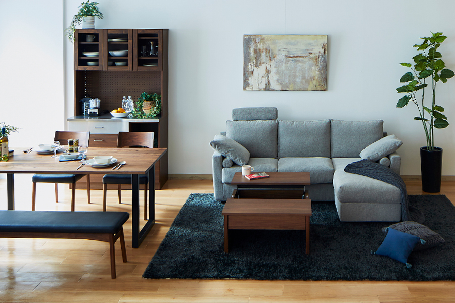 Living House PU-mini Brown 配送 ローテーブル 引き出し ローテーブル