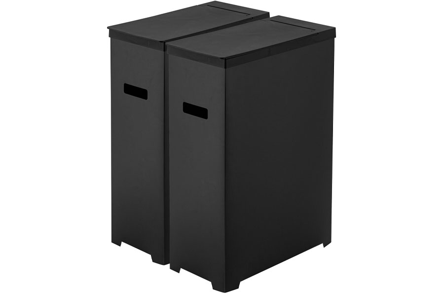 tower（タワー）スリム蓋付きゴミ箱  2個組 ブラック　 シックでスタイリッシュなデザインです。