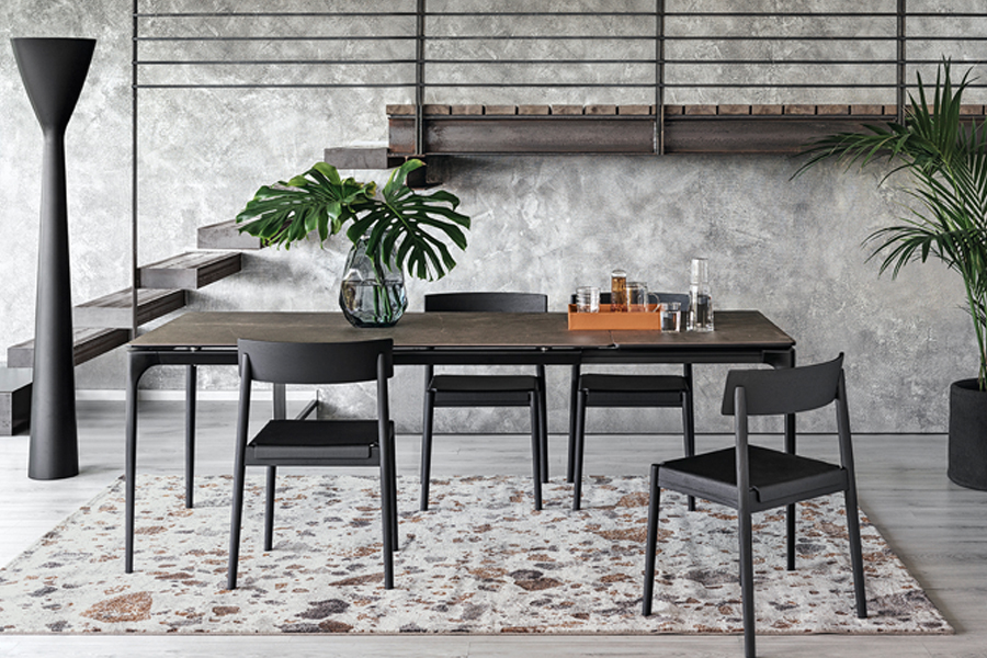 カリガリス シルエット  伸長式ダイニングテーブル ／ Calligaris SHILHOUETTE extendable Dining table[CS4125-R 160] 天板：P14C (ブロンズ)  脚：P15 (ブラック)