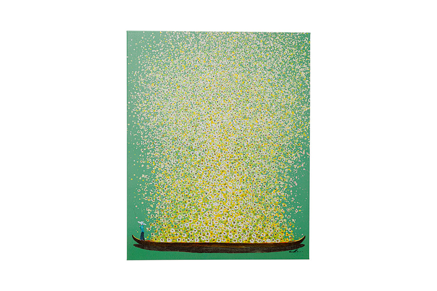 フラワーボート100x80cm タッチドピクチャー - アート・インテリア絵画