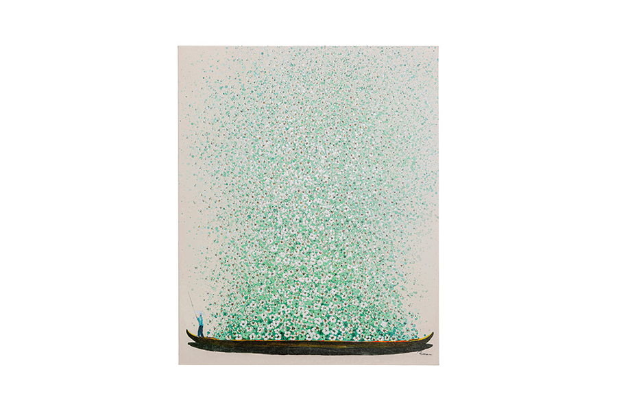 フラワーボート100x80cm タッチドピクチャー - アート・インテリア絵画