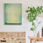 フラワーボート グリーン イエロー 100×80 cm タッチドピクチャー 