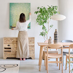 フラワーボート グリーン イエロー 100×80 cm タッチドピクチャー 
