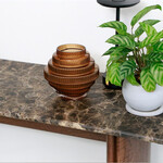 TATHRA console 150 Dark Emperador top-Espresso Oak leg 