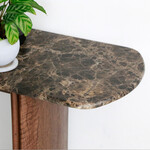 TATHRA console 150 Dark Emperador top-Espresso Oak leg 