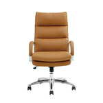 ポケットコイル内蔵 デスクチェア（PUレザー・ライトブラウン） ライトブラウン