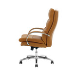 ポケットコイル内蔵 デスクチェア（PUレザー・ライトブラウン） ライトブラウン