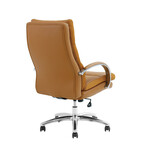 ポケットコイル内蔵 デスクチェア（PUレザー・ライトブラウン） ライトブラウン