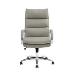 ポケットコイル内蔵 デスクチェア（PUレザー・ライトブラウン） グレージュ