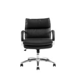 ポケットコイル内蔵 デスクチェア（PUレザー・ライトブラウン） ブラック