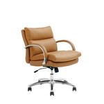 ポケットコイル内蔵 デスクチェア（PUレザー・ライトブラウン） ライトブラウン　ロータイプ