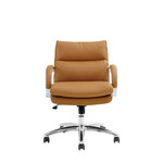 ポケットコイル内蔵 デスクチェア（PUレザー・ライトブラウン） ライトブラウン