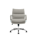 ポケットコイル内蔵 デスクチェア（PUレザー・ライトブラウン） グレージュ