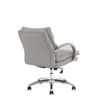 ポケットコイル内蔵 デスクチェア（PUレザー・ライトブラウン） グレージュ