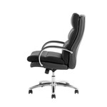 ポケットコイル内蔵 デスクチェア（PUレザー・ライトブラウン） ブラック