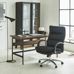 ポケットコイル内蔵 デスクチェア（PUレザー・ライトブラウン） 