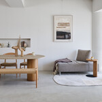 ウィルティック ハーフラウンド マティエラ塗装 ダイニングテーブル（レッドオーク脚） 