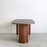 ウィルティック ハーフラウンド マティエラ塗装 ダイニングテーブル（ウォールナット脚） 