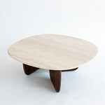 EDEN coffee table 90 Travertine top-Espresso Oak leg 
