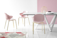 カリガリス モノグラム 伸長式ダイニングテーブル ／ Calligaris MONOGRAM extendable Dining table[CS4122] P14C 座面カラー：P24P ペールピンク / 脚カラー：P175 ブラス