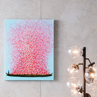 フラワーボートベージュグリーン 100×80 cm タッチドピクチャー 