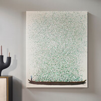 フラワーボート グリーン イエロー 100×80 cm タッチドピクチャー 