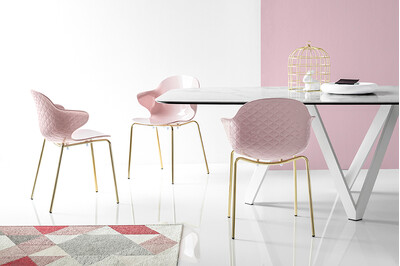 カリガリス サントロペ ダイニングチェア (メタル脚) ／ Calligaris SAINT TROPEZ Dining chair[CS1845] P24P 座面カラー：P24P ペールピンク / 脚カラー：P175 ブラス