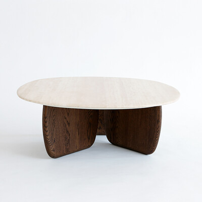 EDEN coffee table 90 Travertine top-Espresso Oak leg 