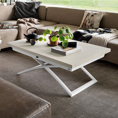 カリガリス コヌビア マジックジェー 伸長・昇降式リビングテーブル ／ Calligaris connubia MAGIC-J Table [CB5041-A] P94/P13E P94/P13E　マットホワイト/クレイ
