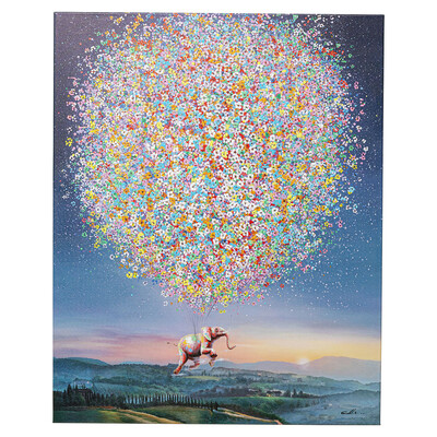 フライングエレファント アットナイト 80x100cm キャンバスピクチャー 