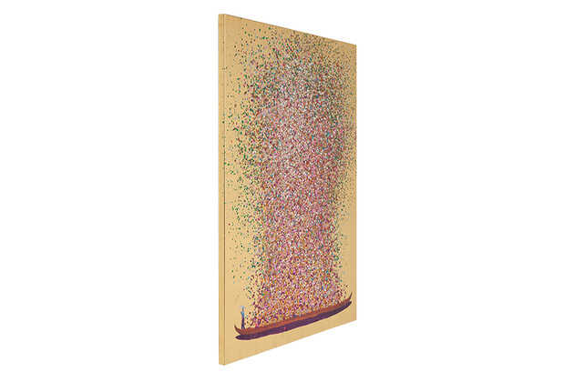 フラワーボート ゴールドピンク 100x80cm タッチドピクチャー - アート 