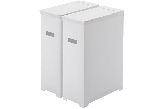 tower（タワー）スリム蓋付きゴミ箱  2個組 ホワイト　シンプルで使いやすいデザインです。
