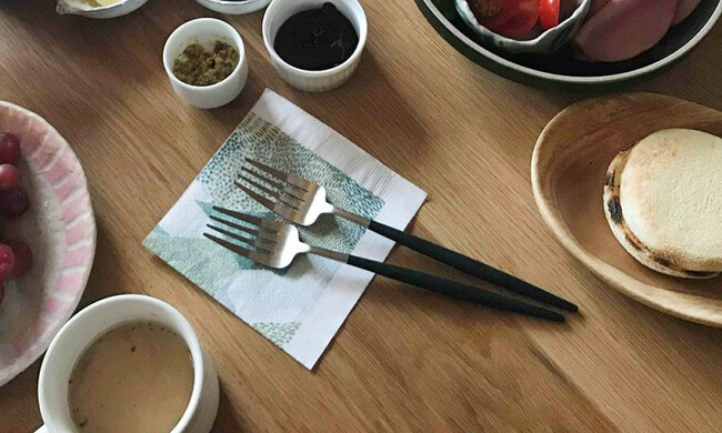 クチポール ゴア ディナーフォーク / ブラック×シルバー 