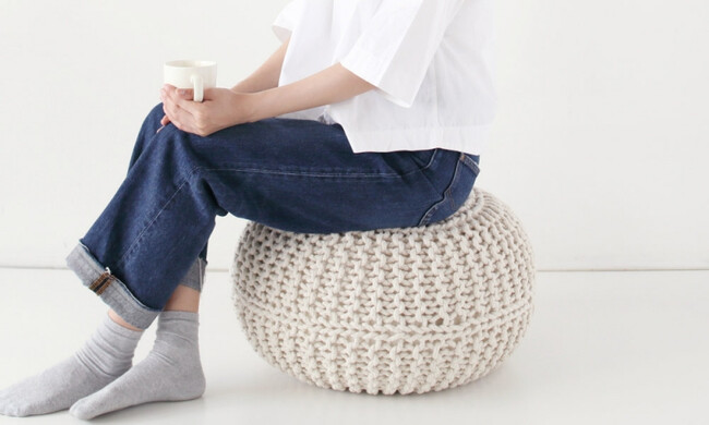 ニットプフL 50cm クッション オットマン 